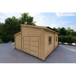 Garaje de madera individual con trastero 35 m² 44mm, frente lado derecho