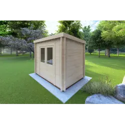 Casita de madera OLGA 3x2 44mm, frente lado derecho