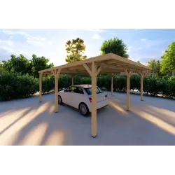 Pérgola de madera doble 6.36x5.75, frente lado izquierdo