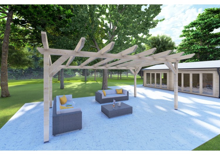 Pérgola de madera 20 m², frente lado izquierdo