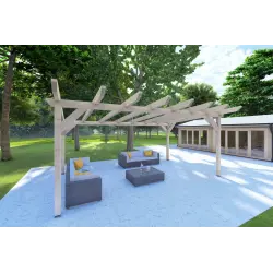 Pérgola de madera 20 m², frente lado izquierdo