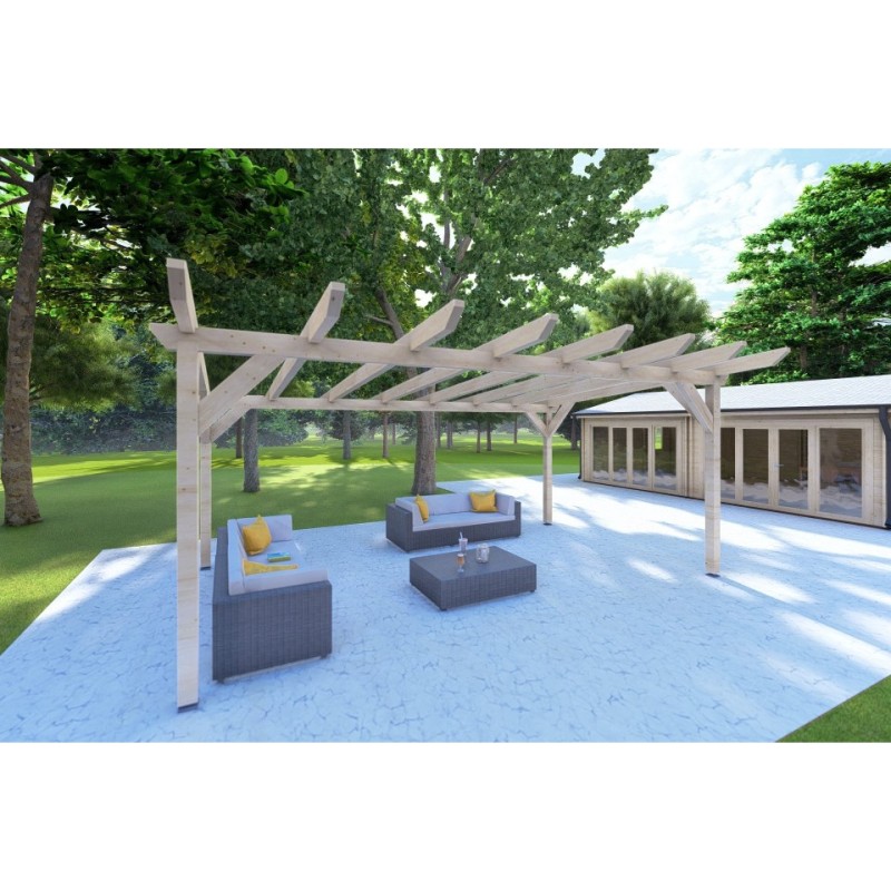Pérgola de madera 20 m², frente lado izquierdo