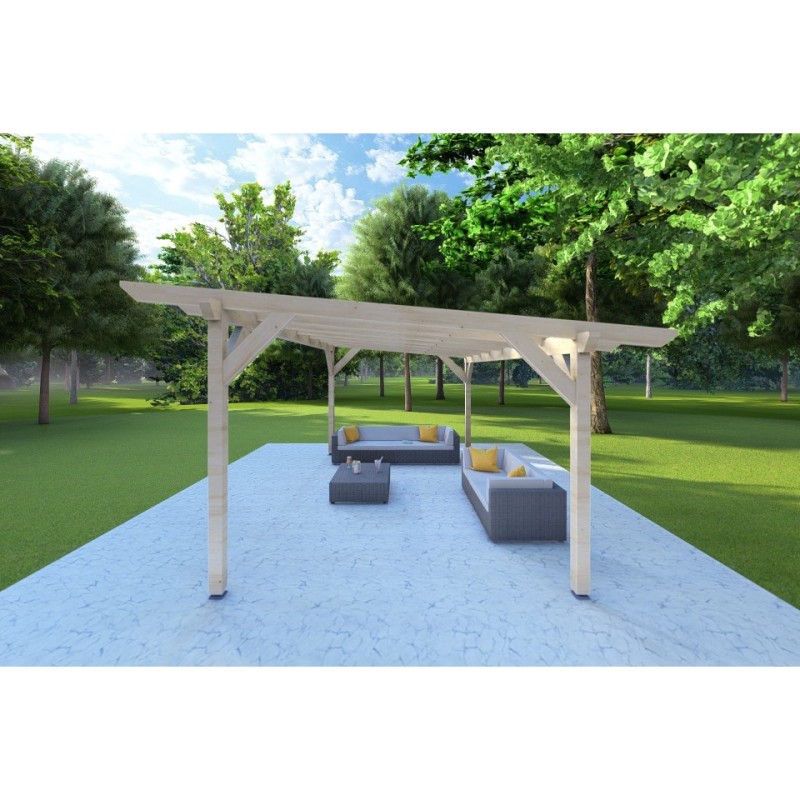 Pérgola de madera 20 m², lado derecho