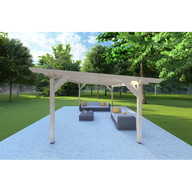 Pérgola de madera 20 m², lado derecho