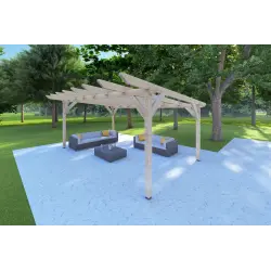 Pérgola de madera 20 m², frente lado derecho