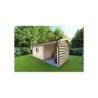 Caseta de jardín con leñera FRIDA 6.4x3 44mm, frente lado derecho