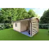 Caseta de jardín con leñera FRIDA 6.4x3 44mm, frente lado derecho