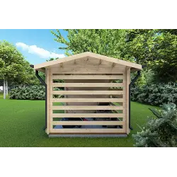 Caseta de jardín con leñera FRIDA 6.4x3 44mm, lado derecho