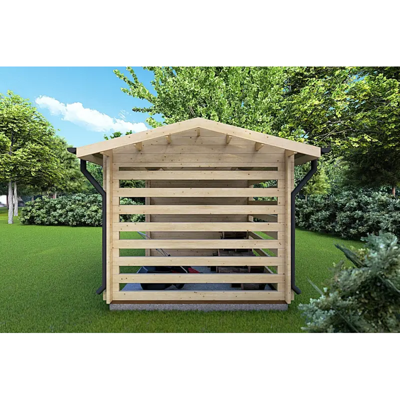 Caseta de jardín con leñera FRIDA 6.4x3 44mm, lado derecho