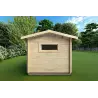 Caseta de jardín con leñera FRIDA 6.4x3 44mm, lado izquierdo