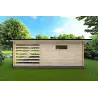 Caseta de jardín con leñera FRIDA 6.4x3 44mm, parte trasera