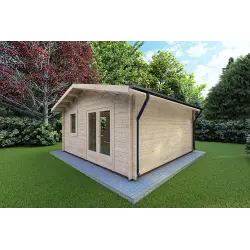 Casa de madera para jardín MATILDE 5x6 44mm, frente lado derecho