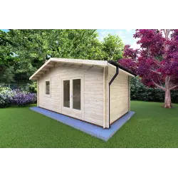 Casa de madera para jardín EMILY 6x3 44mm, frente lado derecho