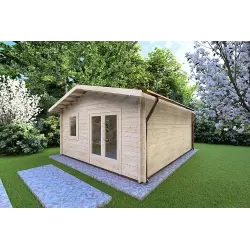 Casita de madera EMILY 5x6 44mm, frente lado derecho