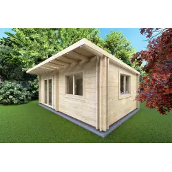 Casa aislada de madera de una habitación ELENA 44/100/44 mm, frente lado derecho