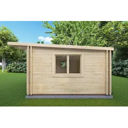 Casa aislada de madera de una habitación ELENA 44/100/44 mm, lado derecho