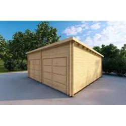 Garaje de madera doble a un agua 6x6 44mm, frente lado derecho