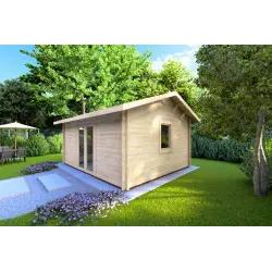 Casita de madera para piscina CLARA 5.2x4.2 44mm, frente lado derecho