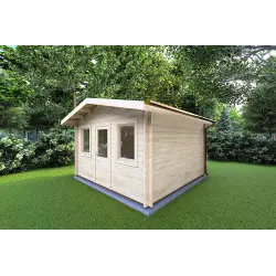 Casita de madera CHIARA 4x4 44mm, frente lado derecho