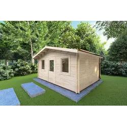 Casita de madera CHIARA 5x4 44mm, frente lado derecho