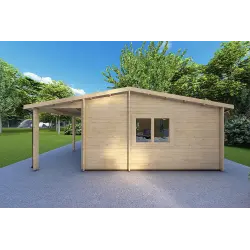 Cabaña de madera con porche DENISE 7x5 44mm, lado derecho