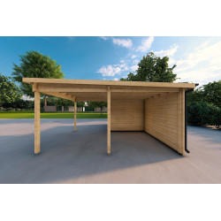 Cochera de madera con trastero 25 m² 44mm, lado derecho