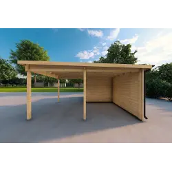 Cochera de madera con trastero 25 m² 44mm, lado derecho