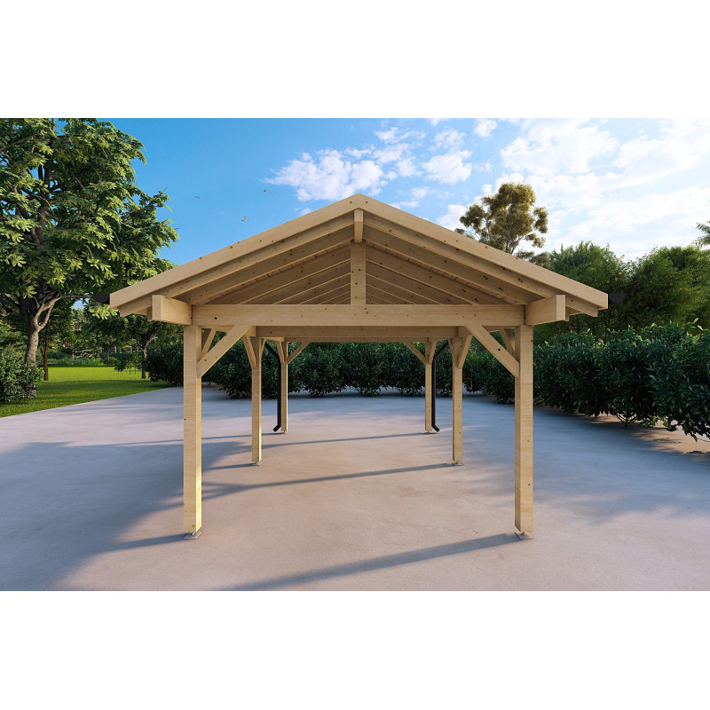 Cochera de madera 3.2x4.4, vista frontal