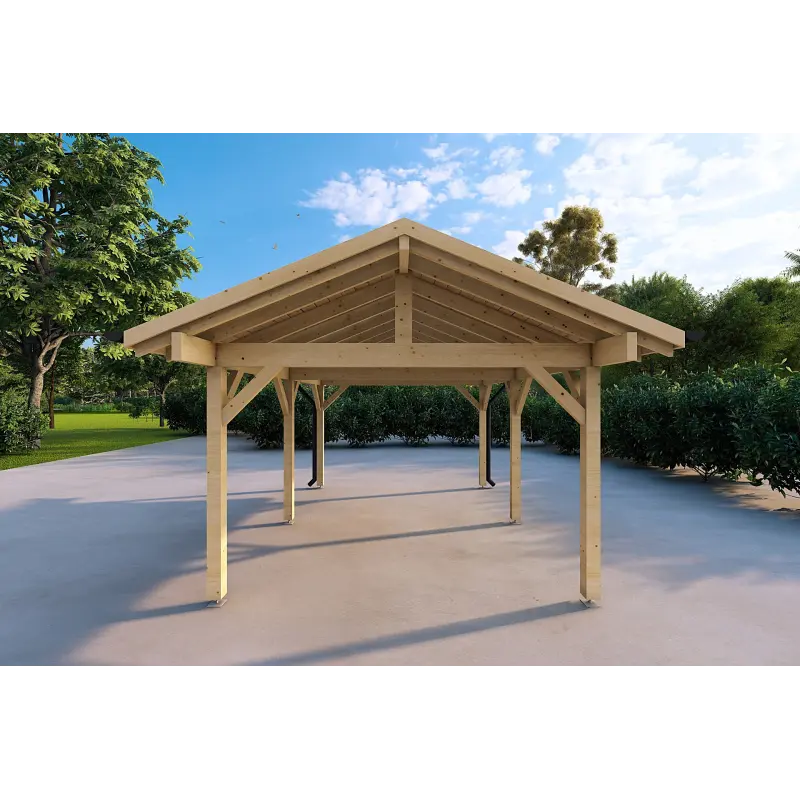 Cochera de madera 3.2x4.4, vista frontal