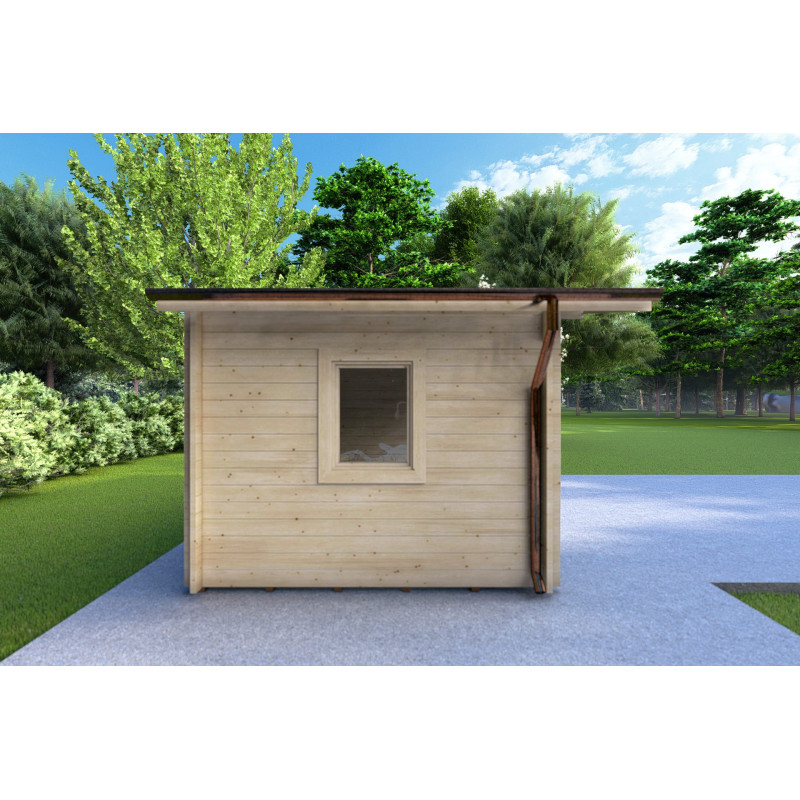 Casa de madera para jardín con dos estancias independientes ALLEGRA 5x3 44mm, lado izquierdo