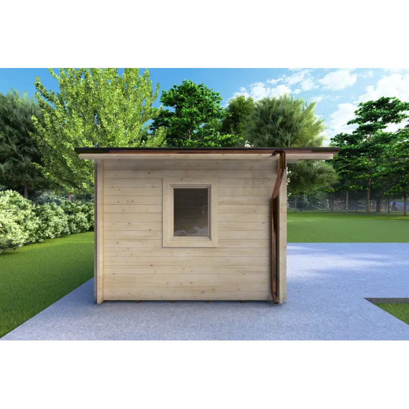 Casa de madera para jardín con dos estancias independientes ALLEGRA 5x3 44mm, lado izquierdo