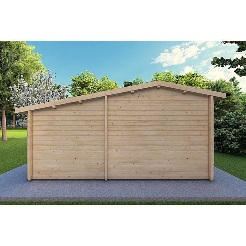 Casa de madera para jardín con dos estancias independientes ALLEGRA 5x3 44mm, parte trasera