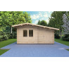 Casa de madera para jardín con dos estancias independientes ALLEGRA 5x3 44mm, vista frontal