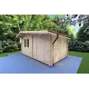 Casa de madera para jardín con dos estancias independientes ALLEGRA 5x3 44mm, frente lado derecho