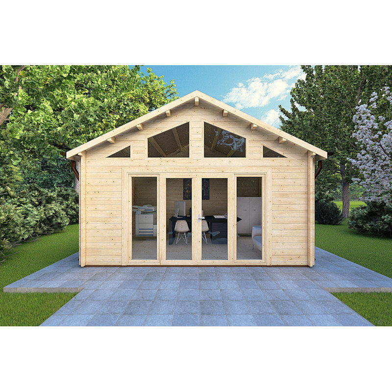 Oficina prefabricada para exterior VIVIENNE 5x3.5 44mm, vista frontal