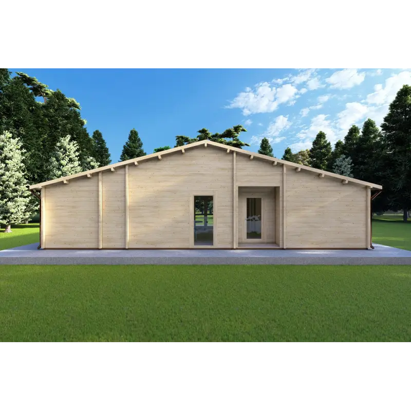 Casa de madera moderna NATALIA 95 m² 68mm, parte trasera