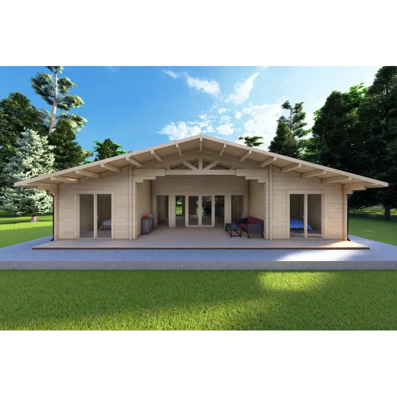 Casa de madera moderna NATALIA 95 m² 68mm, vista frontal