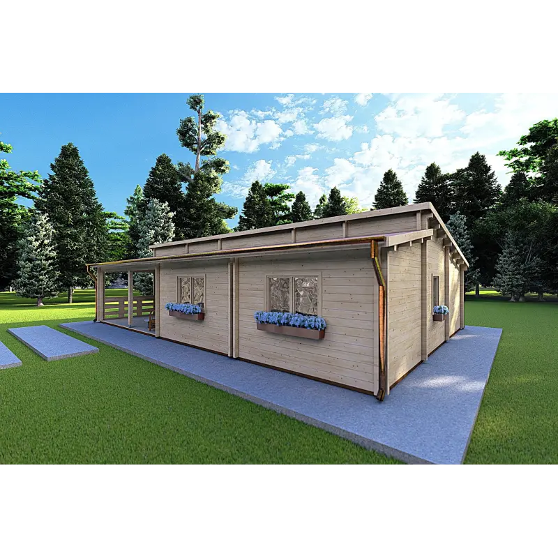 Casa de madera moderna ROSALIA 95 m² 68mm, frente lado derecho