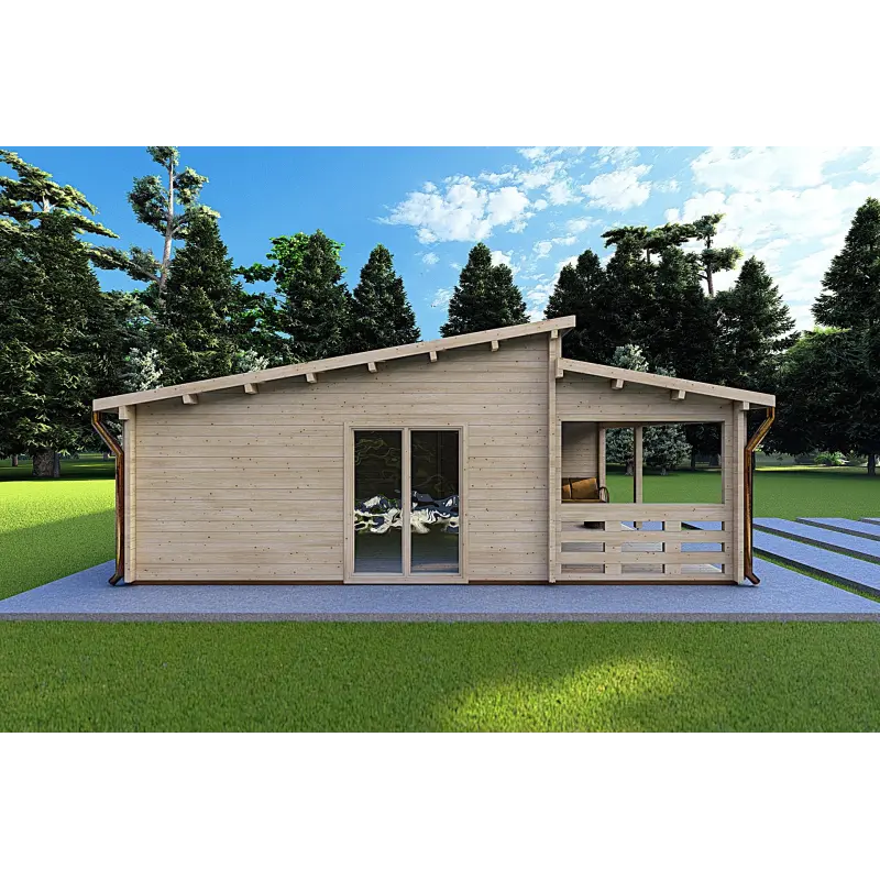 Casa de madera moderna ROSALIA 95 m² 68mm, lado izquierdo