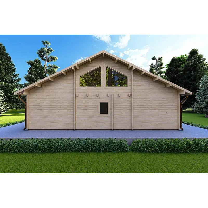 Casa de madera moderna ASPEN 10x8 68mm, parte trasera