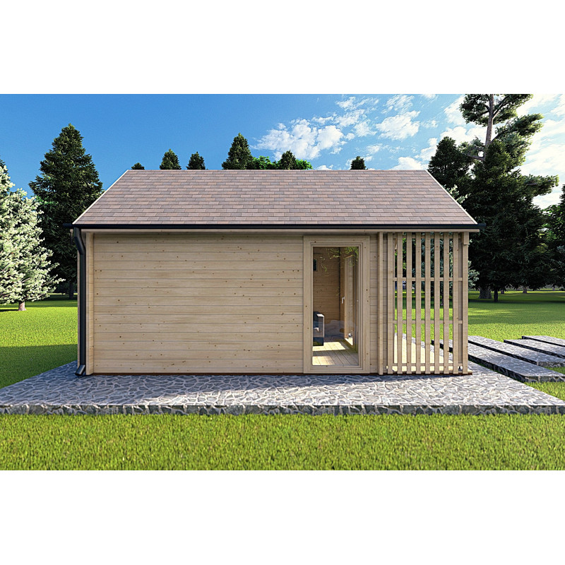 Casa de madera para jardín NINA 6x3 44mm, lado izquierdo