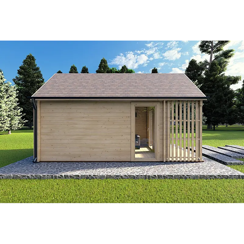 Casa de madera para jardín NINA 6x3 44mm, lado izquierdo