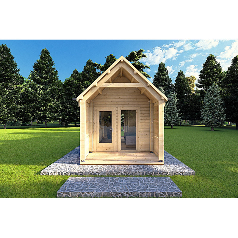 Casa de madera para jardín NINA 6x3 44mm, vista frontal