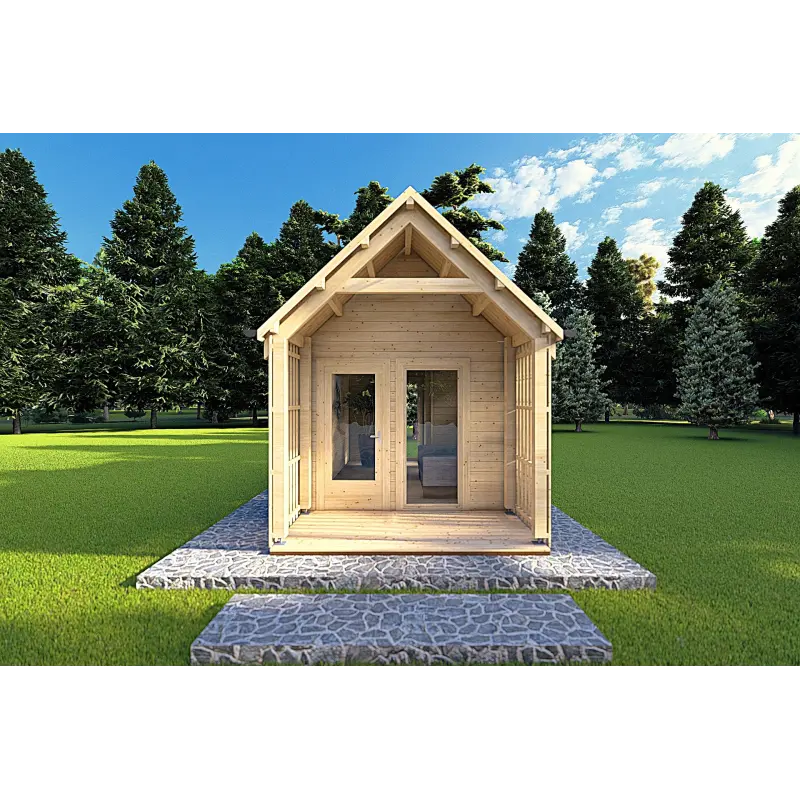 Casa de madera para jardín NINA 6x3 44mm, vista frontal