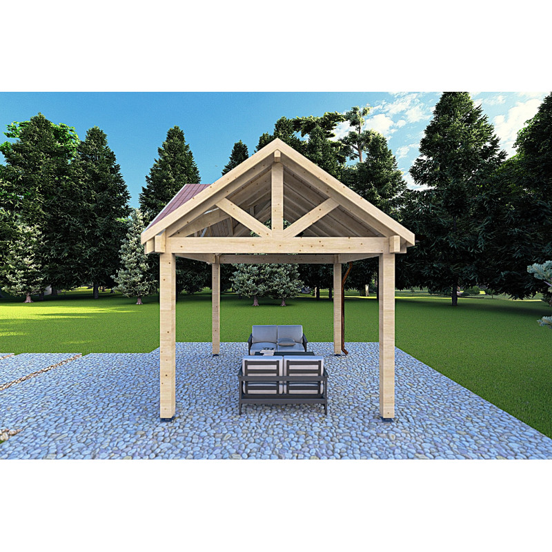 Pérgola de madera 3x3, lado izquierdo