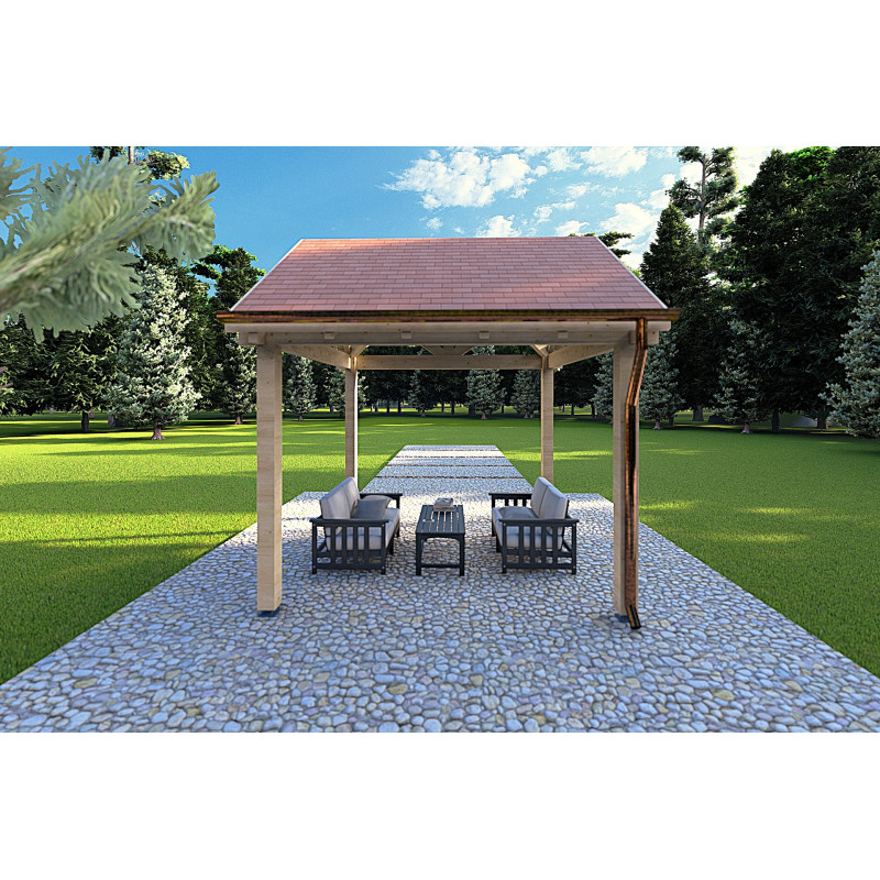 Pérgola de madera 3x3, parte trasera