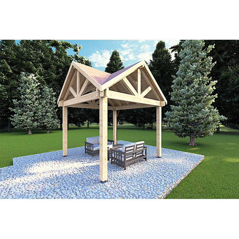 Pérgola de madera 3x3, frente lado derecho