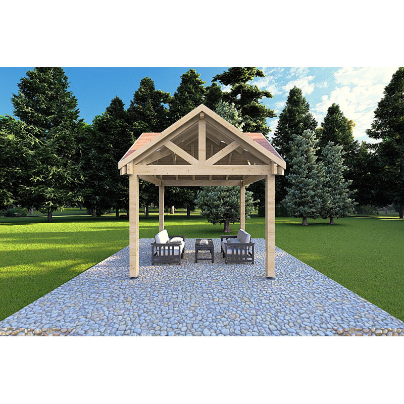 Pérgola de madera 3x3, vista frontal