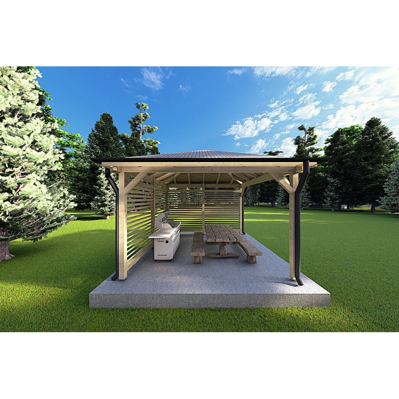 Gazebo en madera 4x4 OLIVIA, lado B