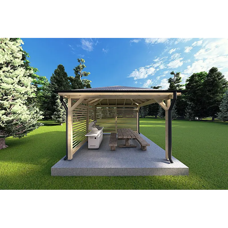 Gazebo en madera 4x4 OLIVIA, lado B